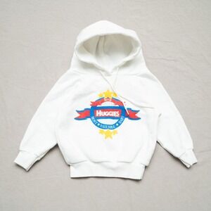 Vintage 80s Huggies Most Valuable Baby White Hoodie USA Made 3T